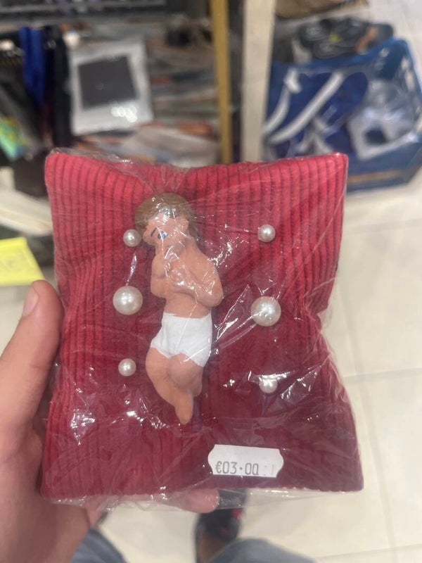 Small Hand-Made Baby Jesus On Cushion - Crafts