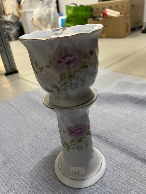 Porcelain Pedestal Vase - Decor