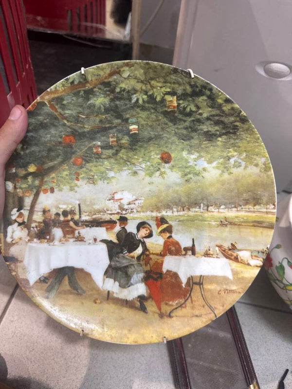 PORCELLANE ARTISTICHE On the Banks of the Seine plate - decor*