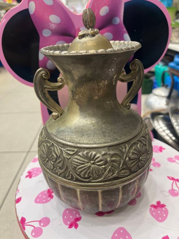 Vintage Sliver-Plated Brass Amphora Urn-Brass*
