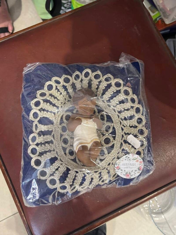 Medium Hand-Made Baby Jesus On Cushion - Crafts