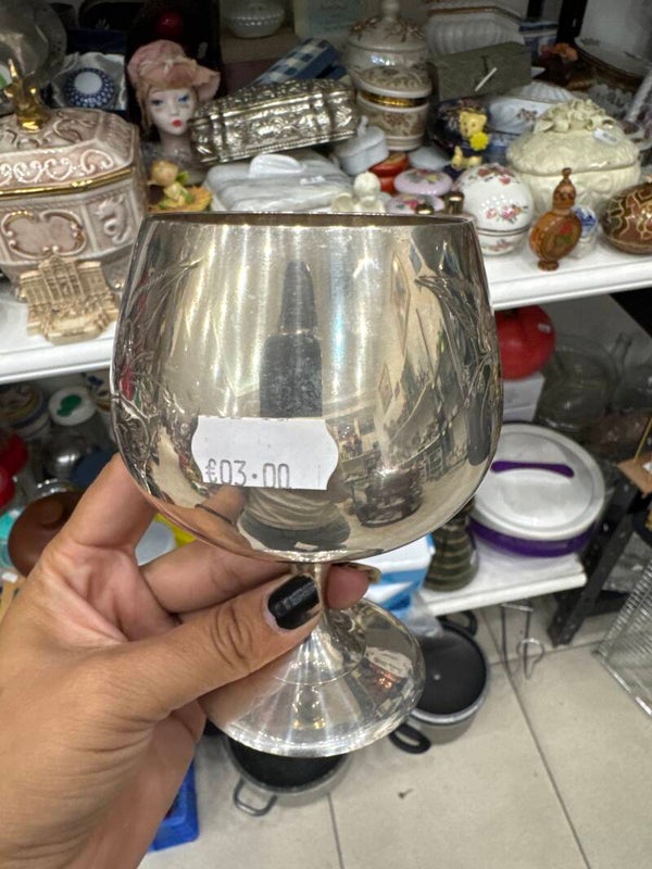 Vintage Silver-Plated Wine Glass-Supplies***