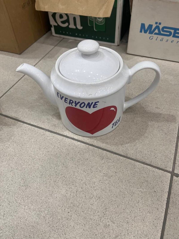 Ceramic teapot with text graphic - supplies***