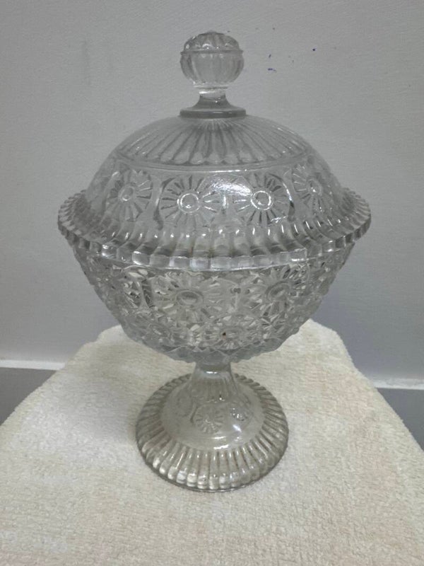 Glass Pedestal Compote With Lid - Glassware**