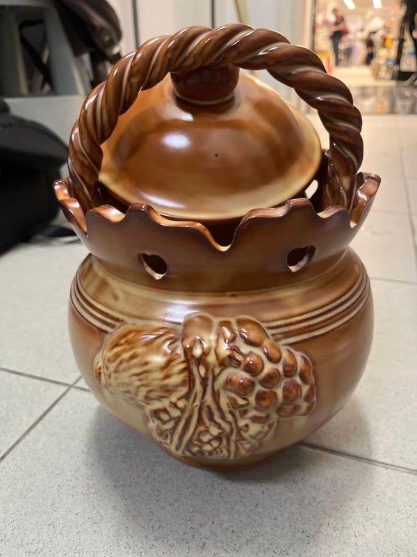 Ceramic brown glaze jar-Decor***