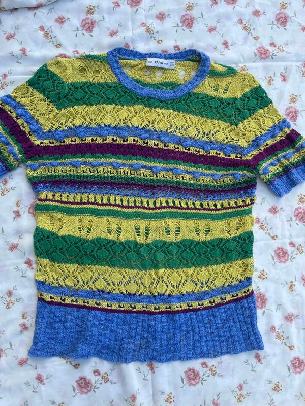 Women zara knit short sleeve small size