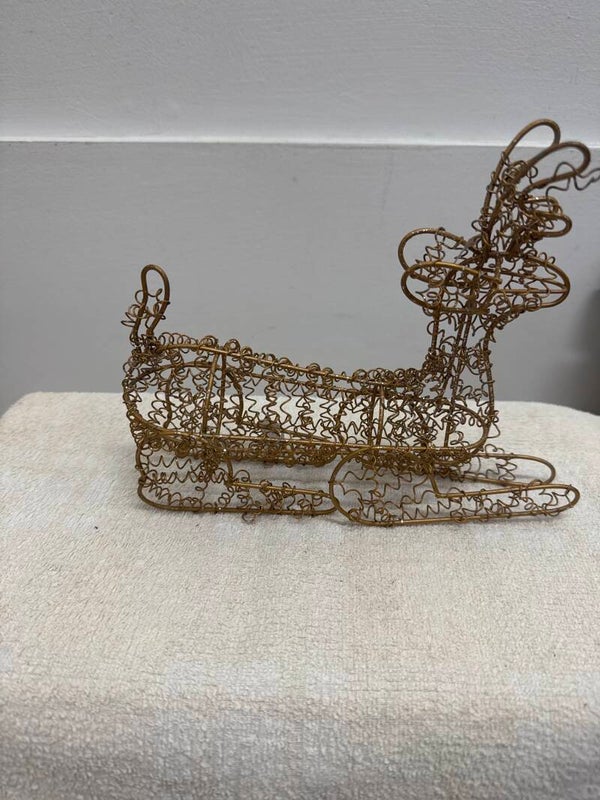 Gold Wire Beaded Reindeer - Christmas**