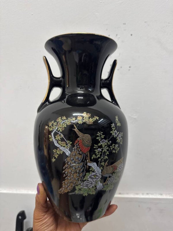 Japanese black ceramic vase- Vase***