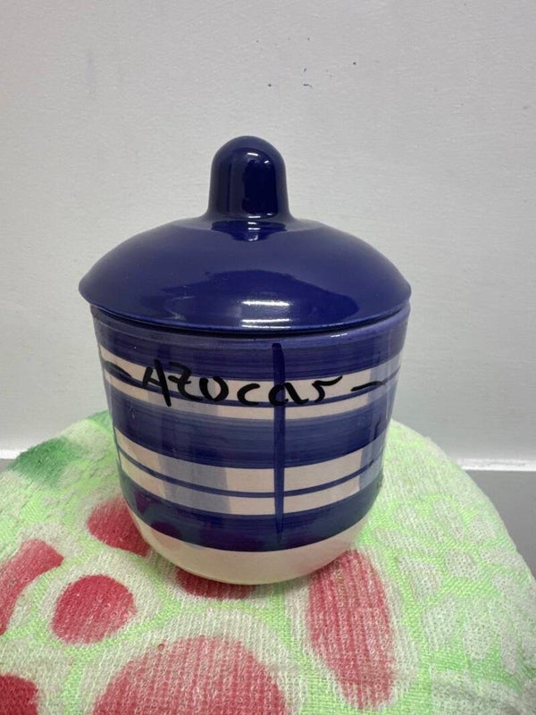 Cobalt Blue Ceramic Storage Jar With Lid - Supplies**