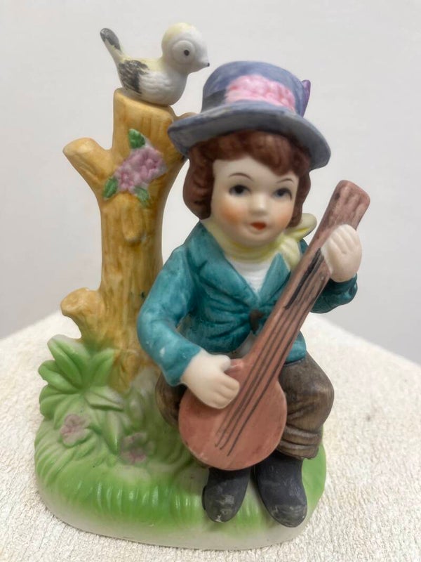 Ceramic Boy With Mandolin Figurine - Figurines**