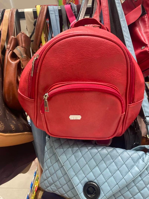 Mini Red Leather Backpack - Bags
