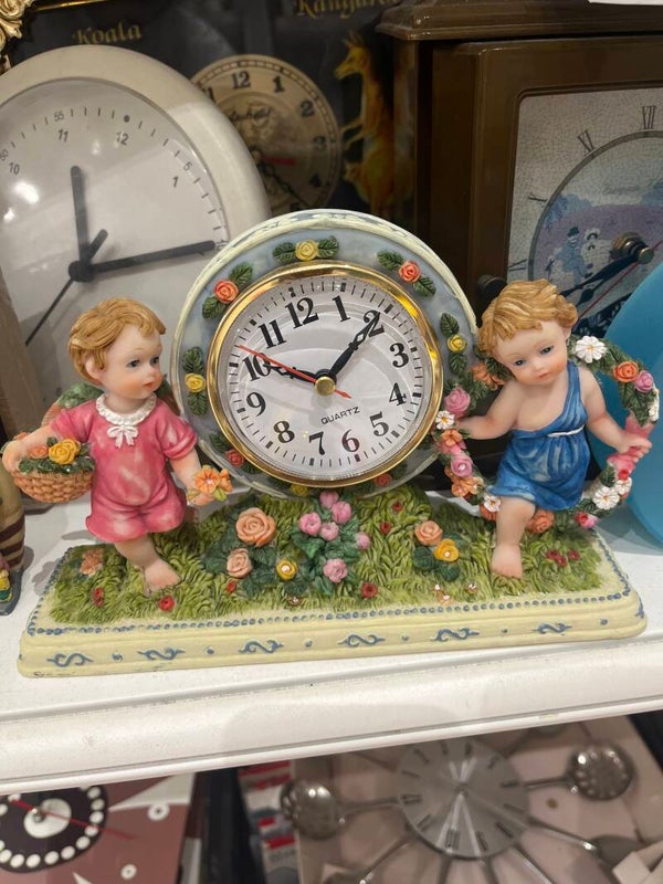 Clock with Ceramic Figurine-Decor***