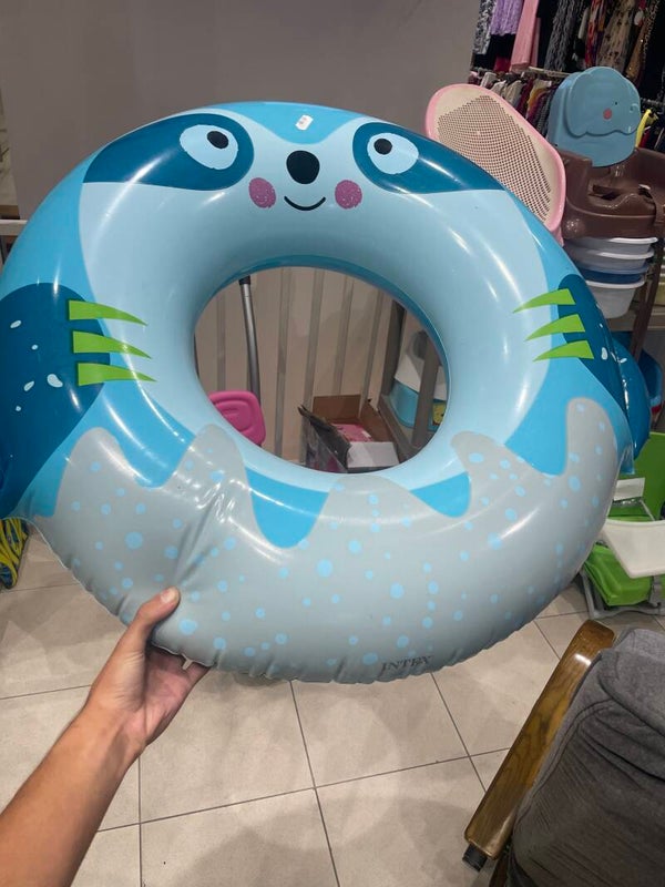 blue animal-themed inflatable swim ring - summer*