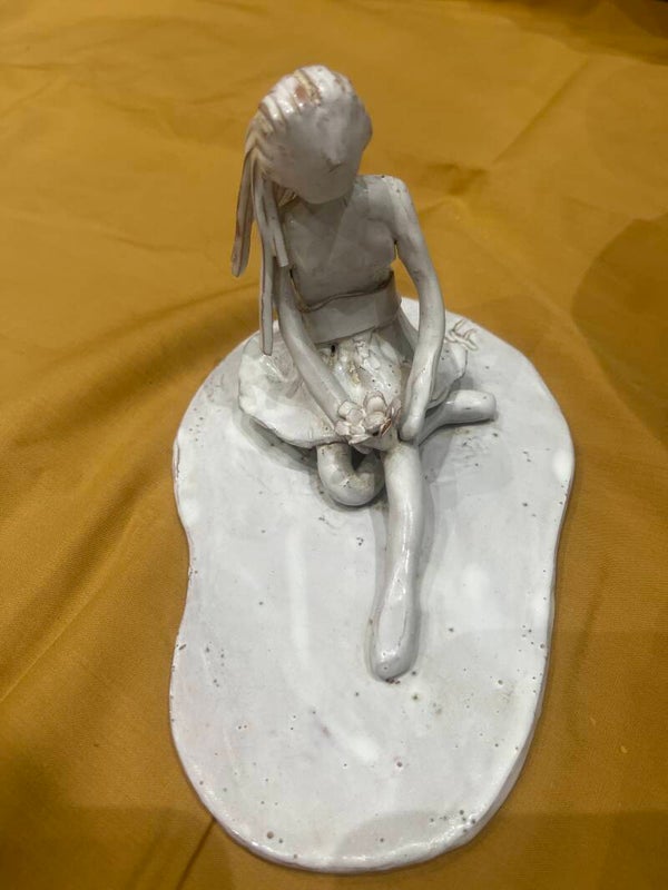 Ceramic Ballerina Sculpture-Decor***