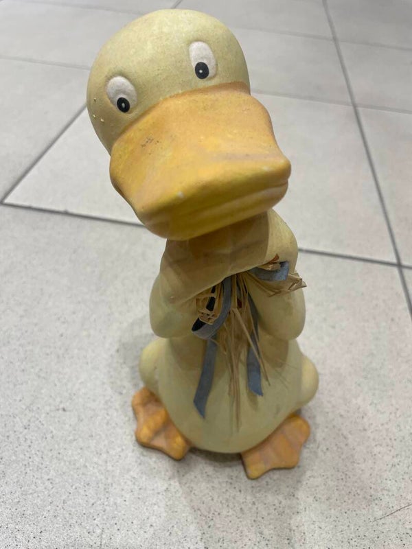 Yellow Ceramic Duck Figurine-Decor***