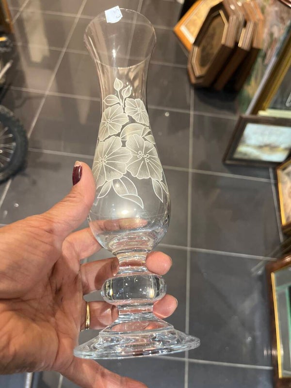 Floral Transparent Glass Vase - Decor