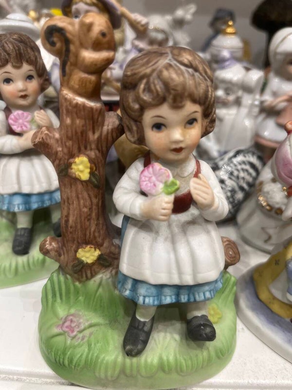 Ceramic Girl Sitting On A Tree Branch Figurine - Figurines**