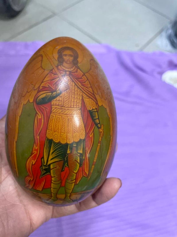 Hand-Painted Wooden Easter Egg - Religious