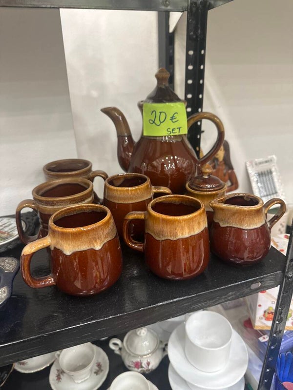 vintage Fat Lava ceramic glazed tea set - Supplies*