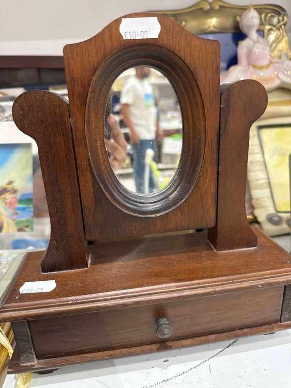 Classic 1950s Wooden Vanity Mirror - Vintage