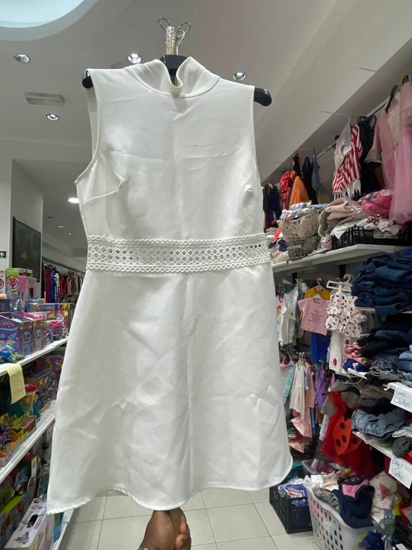 Girls White Sleeveless Cocktail Dress - Size 12-14 Years
