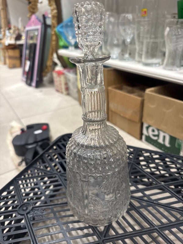 Vintage Clear Glass Decanter-Supplies***