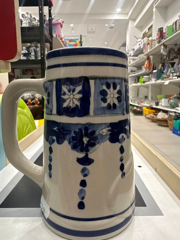 Blue And White Ceramic Beer Stein - Decor*