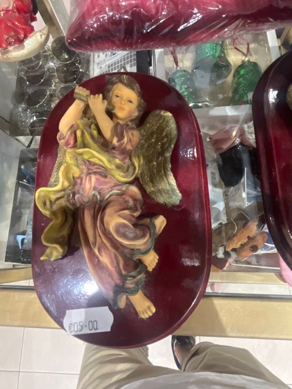decorative angel resin and wood relief sculpture - decor*