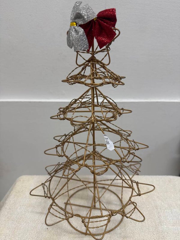Gold Wire Beaded Christmas Tree - Christmas**