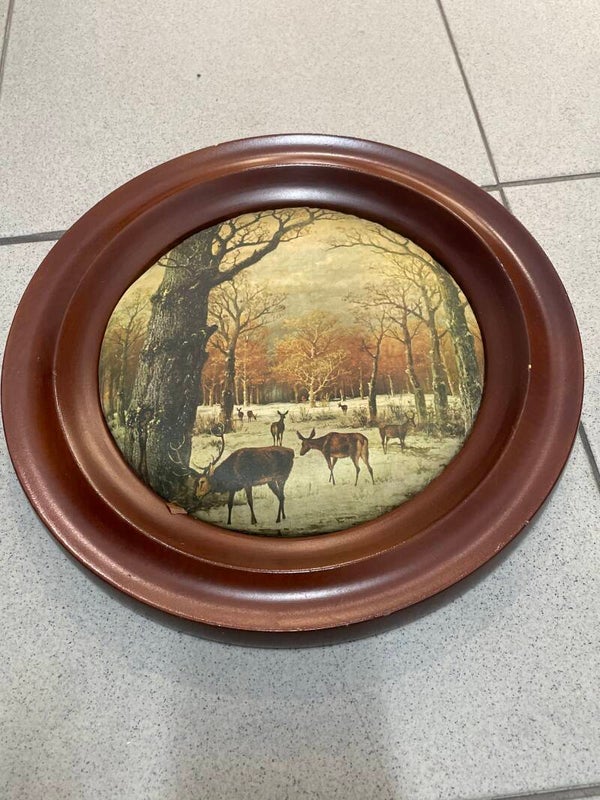 Vintage woodland scene framed- Decor ***