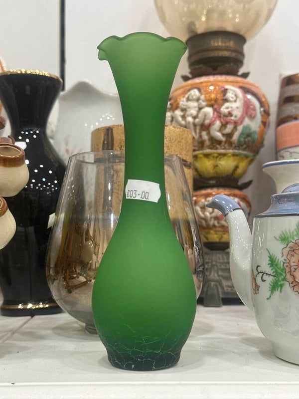 Green Glass Vase - Decor