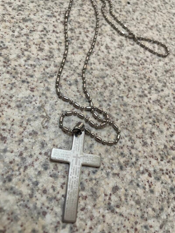 Cross Necklace with Latin Prayer - Jewelry
