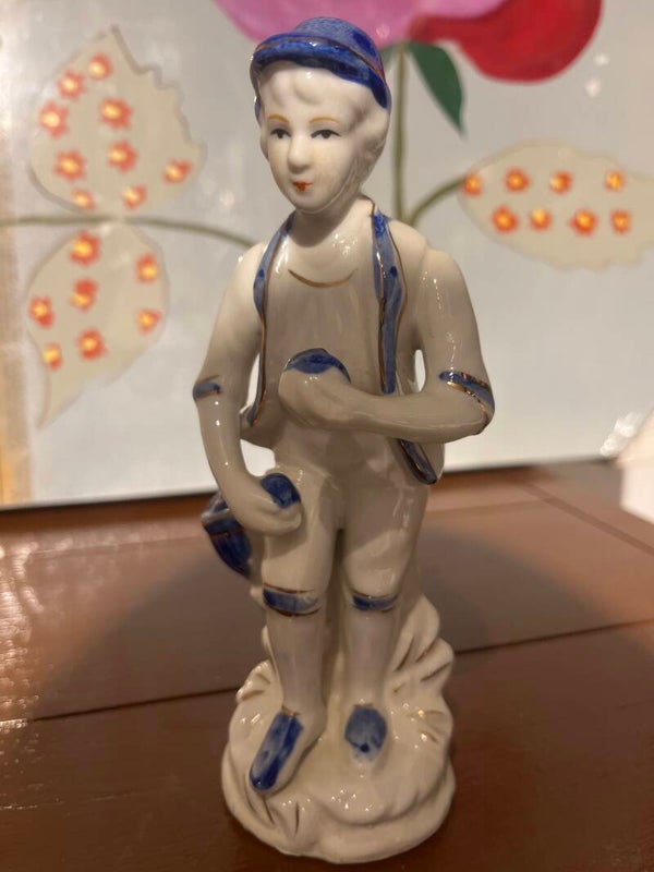 White & Blue Porcelain Boy - Figurines