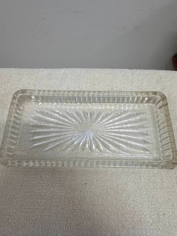 Vintage Clear Crystal Glass Condiment Dish - Glassware**