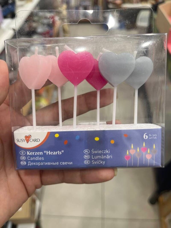 Set of 6 Heart Candles - Candles