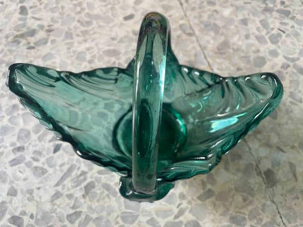 Green Glass Basket - Decor