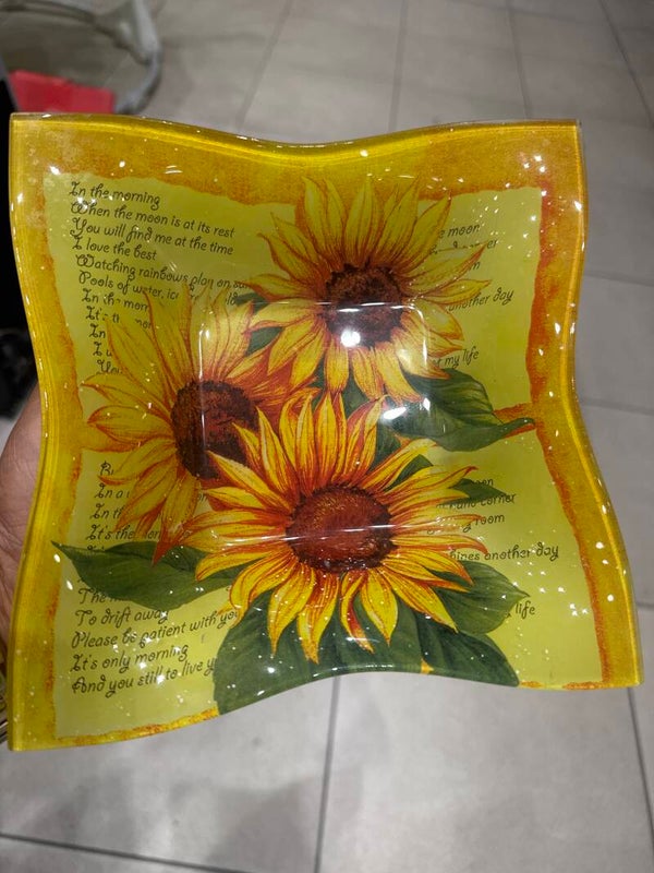 Decorative yellow glass dish- Decor ***