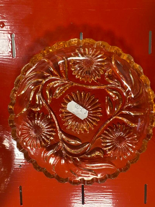 Marigold carnival glass dish or plate small - vintage ***