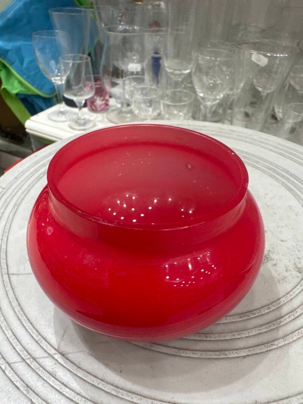 Vintage Red Glass Vase-Decor***