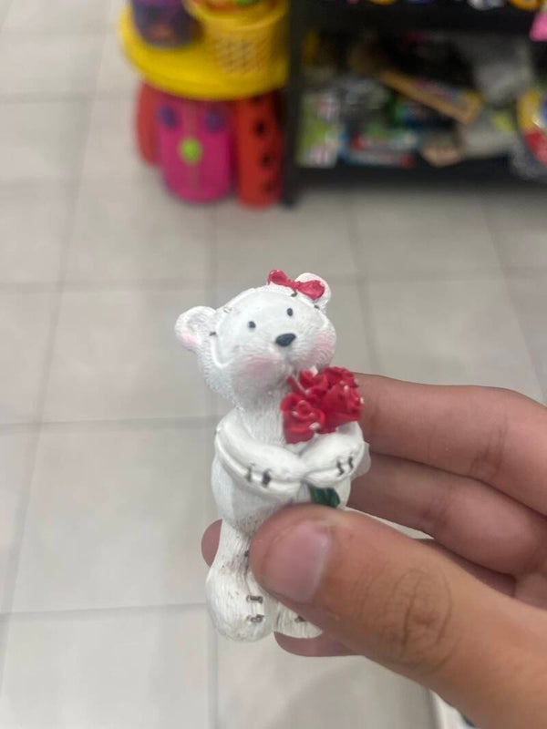Miniature Teddy bear with roses figurine - Figurines*