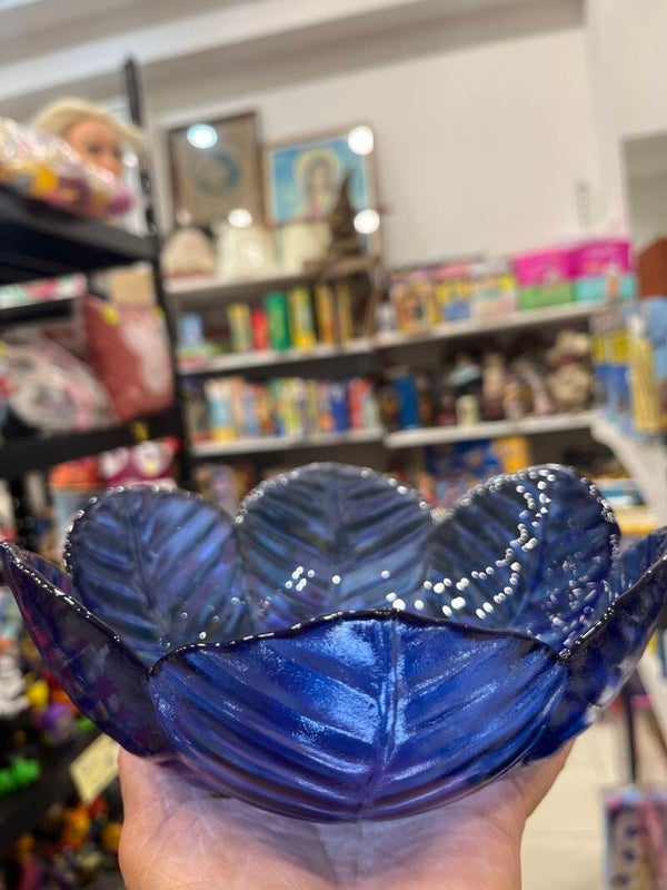 Blue Leaf Glass Bowl - Supplies