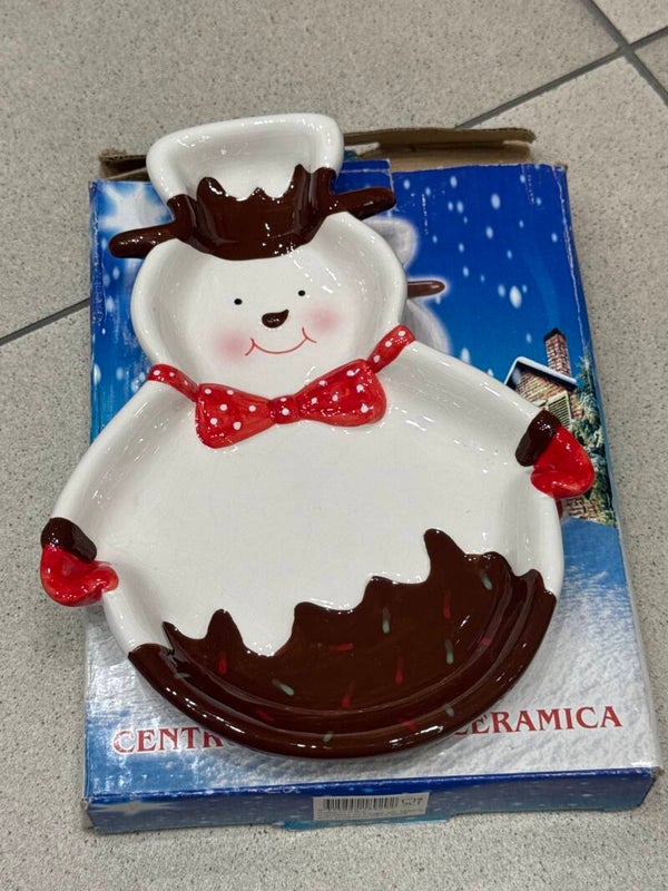 Ceramic Snowman holiday serving tray- Christmas ***