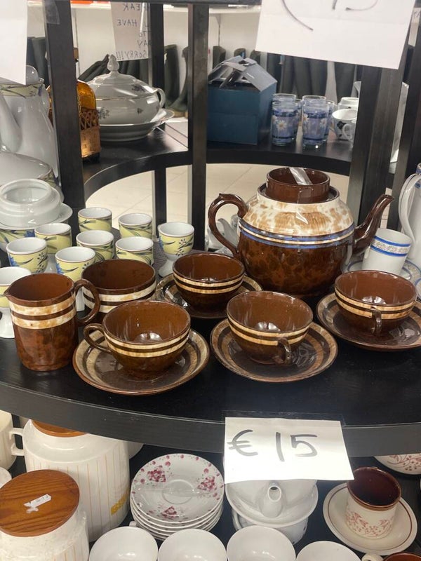 brown and white ceramic tea set - supplies*