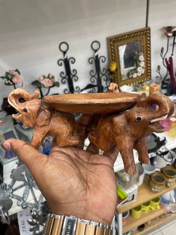 Hand-Carved Wooden Tray - Decor