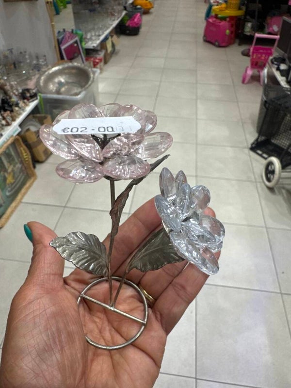 Silver metal and glass decorative flower- Decor ***