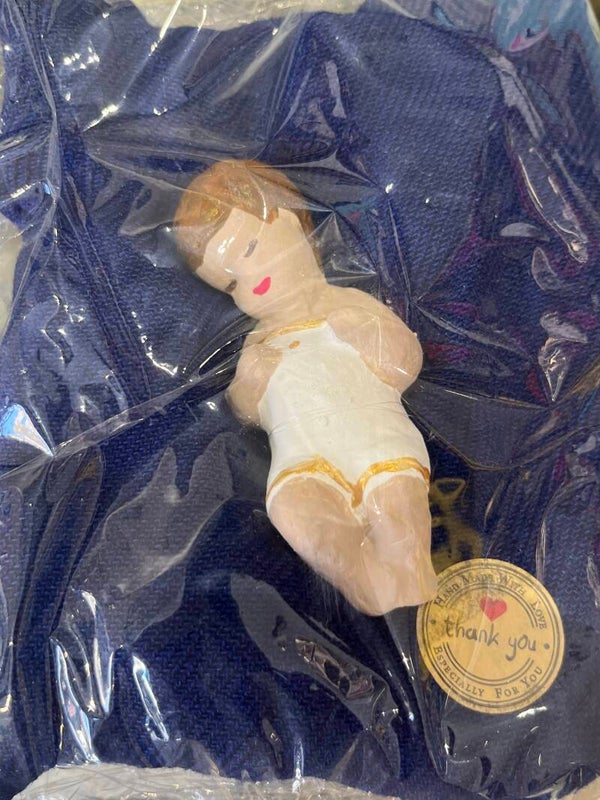 Small Hand-Made Baby Jesus On Cushion - Crafts