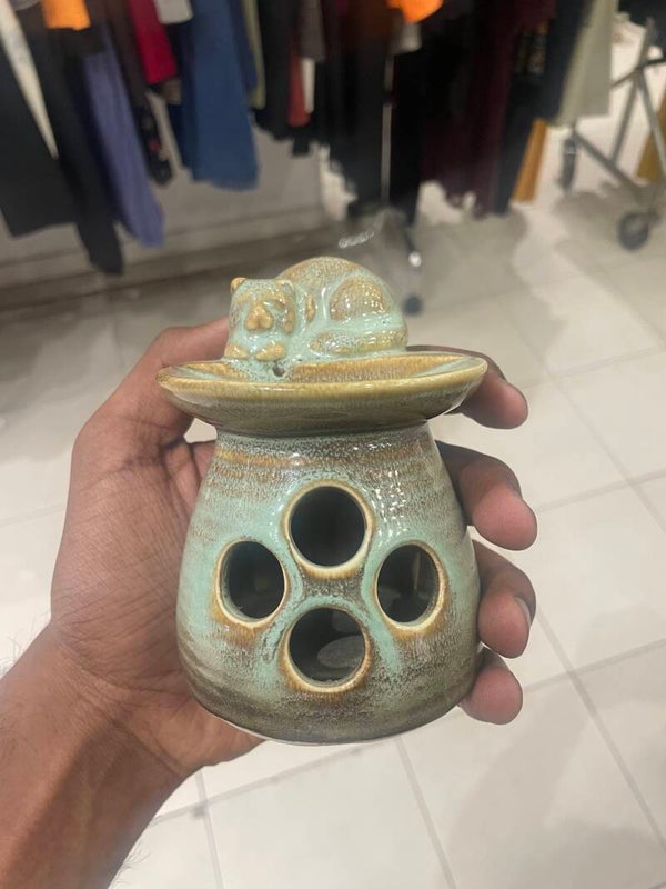Kitty Cat Design Candle Holder - Candles