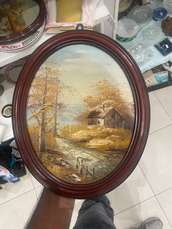Mini Oil on Canvas Oval Paintings - Frames