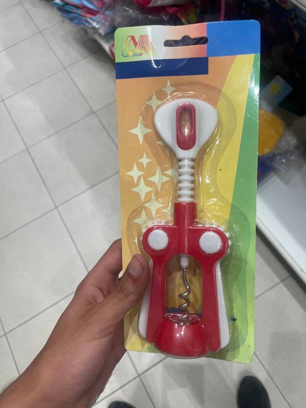 red and white plastic winged corkscrew - Home supplies*