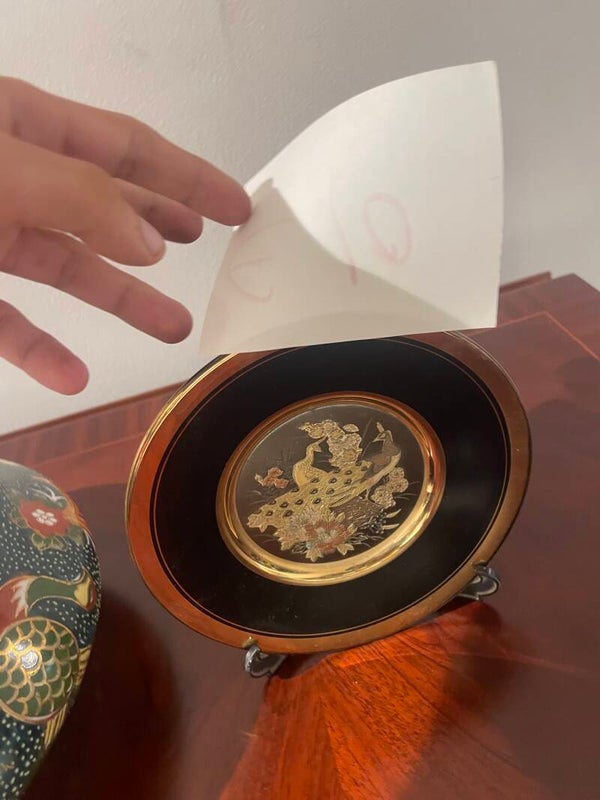 The Art of Chokin peacock plate - decor*
